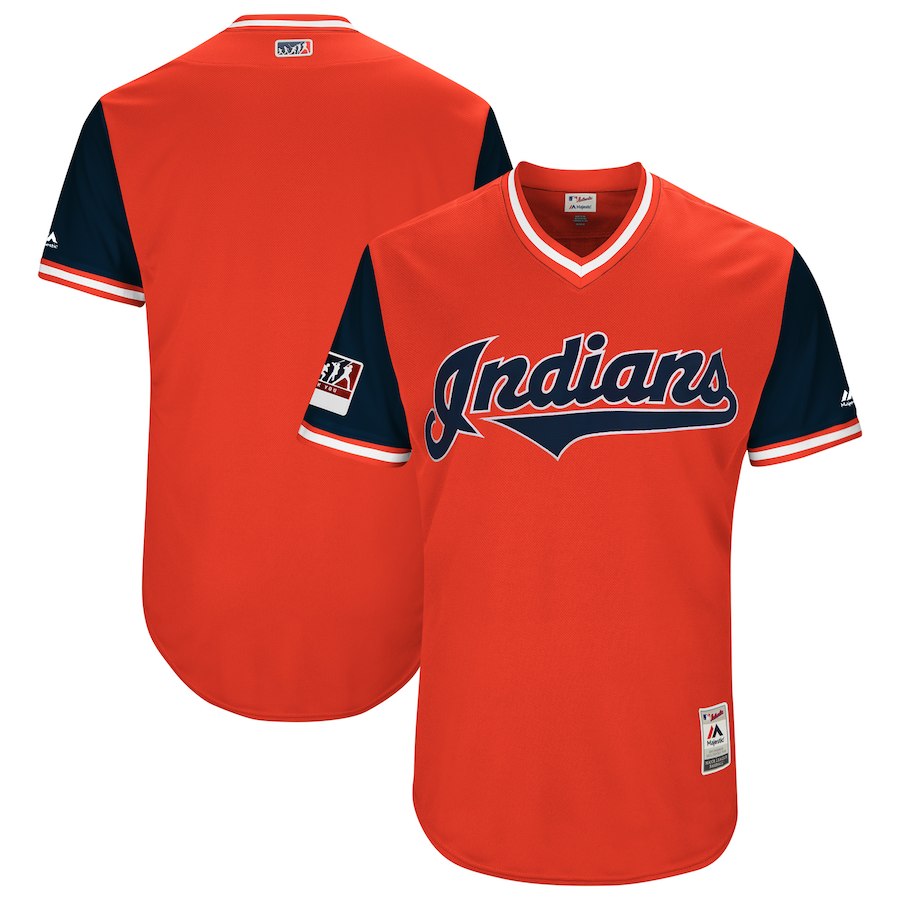 Men's Cleveland Indians Majestic Red/Navy 2018 Players' Weekend Team Jersey